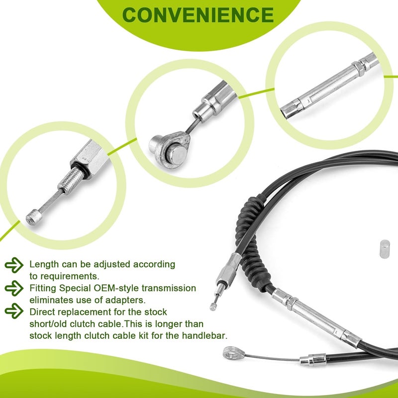 MoFun 66 11/16" Extended Length Clutch Cable Compatible with Harley Road King Road Electra Street Glide 1987-2006 2008-2013, Dyna 1991-2005, Softail 2007-2017 Black - Image 4